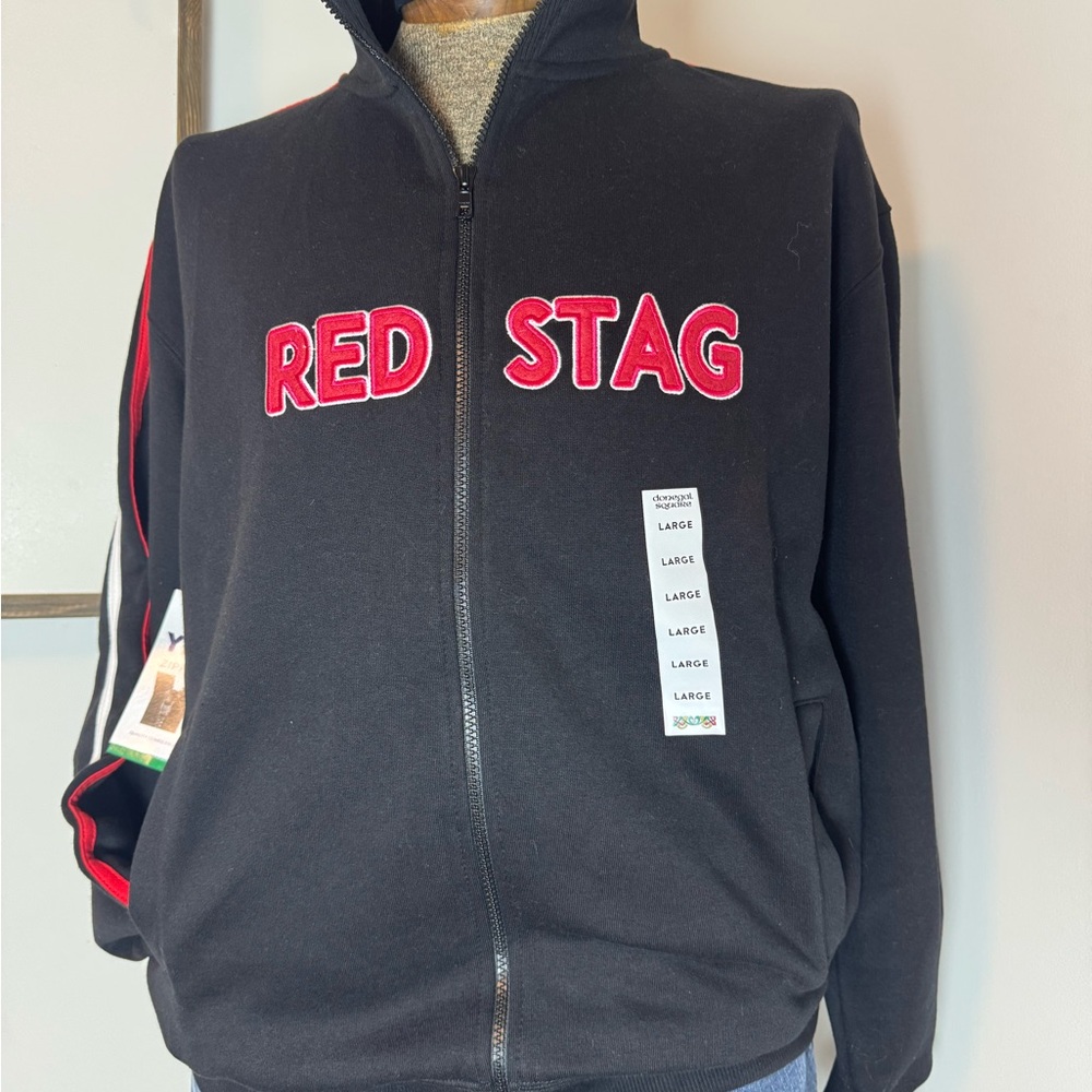Red Stag Black Zip Up Sweatshirt for Men Size Large